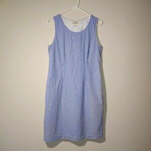 L.L. Bean Cotton Striped Sleeveless Midi Dress Size 8 White Blue